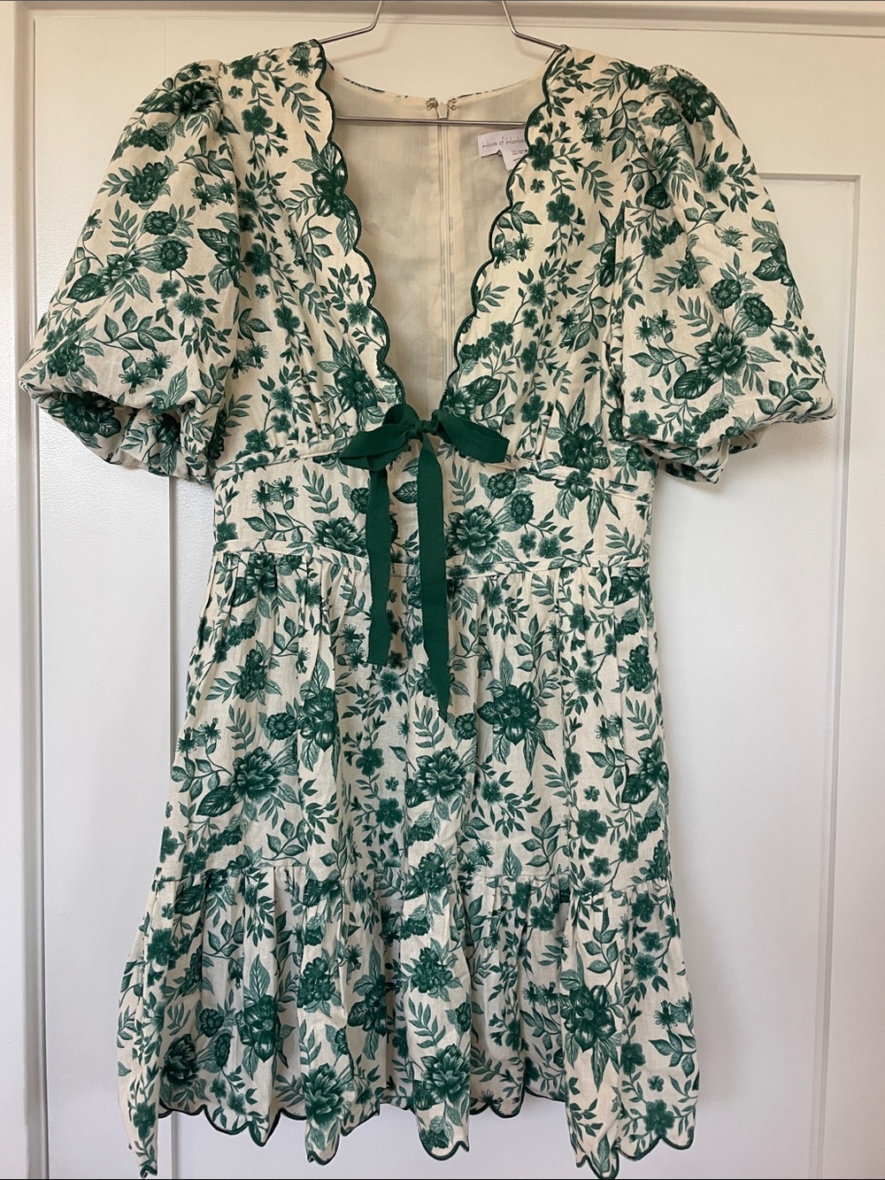 House of Harlow 1960 Green Floral Tie-Front Mini Dress - size 8